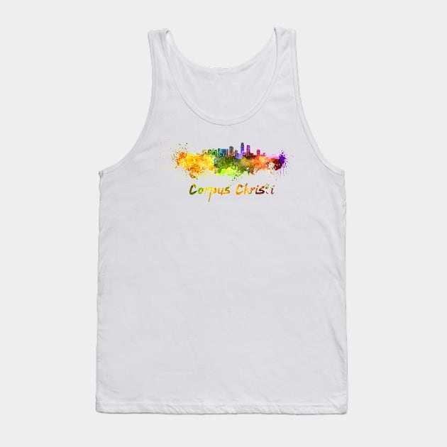 Corpus Chisti skyline in watercolor Tank Top by PaulrommerArt